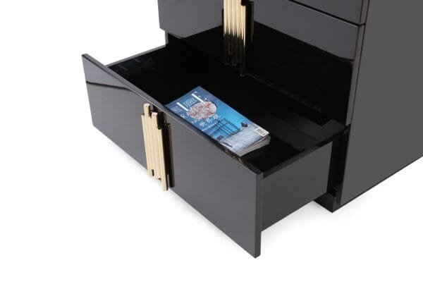 Modrest Token - Queen Modern Black + Gold Bed + Nightstands - Image 5