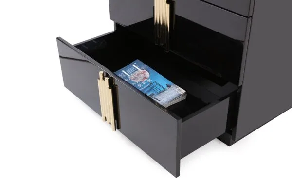 Modrest Token - Queen Modern Black + Gold Bed + Nightstands - Image 5