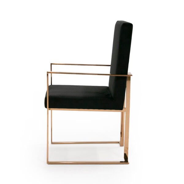 Modrest Trea - Modern Black Velvet & Rosegold Dining Chair - Image 2