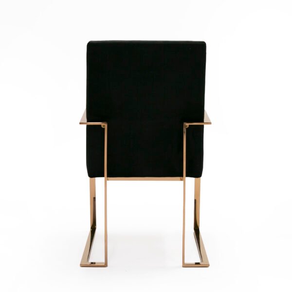 Modrest Trea - Modern Black Velvet & Rosegold Dining Chair - Image 3