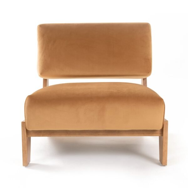 Modrest Tucker - Mid-Century Modern Camel Velvet + Chestnut Accent Chair