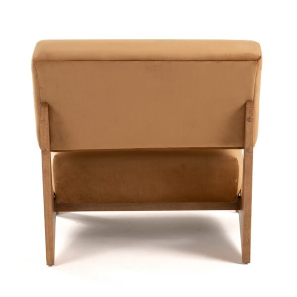 Modrest Tucker - Mid-Century Modern Camel Velvet + Chestnut Accent Chair - Image 3