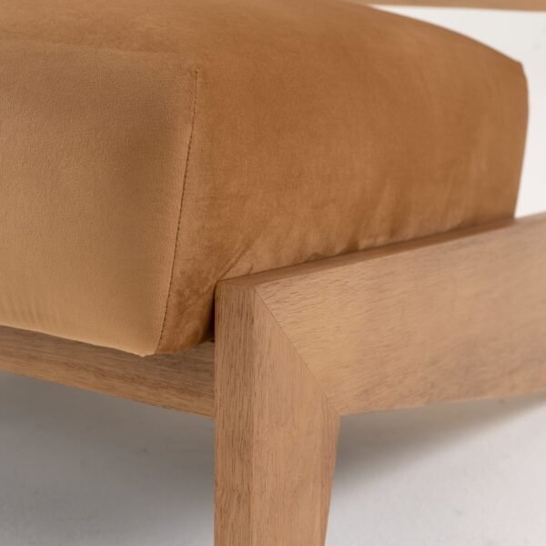 Modrest Tucker - Mid-Century Modern Camel Velvet + Chestnut Accent Chair - Image 4