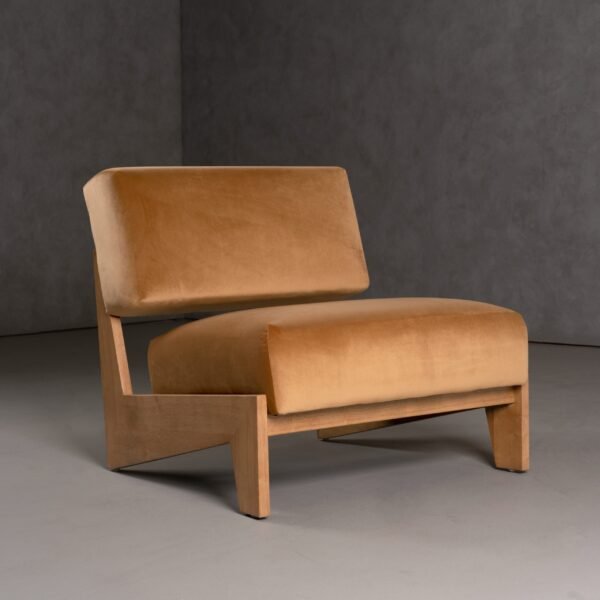 Modrest Tucker - Mid-Century Modern Camel Velvet + Chestnut Accent Chair - Image 5