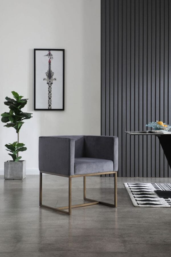 Modrest Marty - Modern Dark Grey & Copper Antique Brass Dining Chair - Image 2