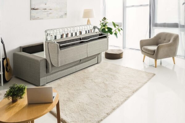 Modrest Made in Italy Urrita - Modern Gray Fabric Sofa Bed w/ Full Size Mattress - Image 2