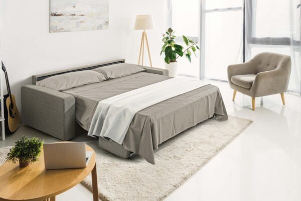 Modrest Made in Italy Urrita - Modern Gray Fabric Sofa Bed w/ Full Size Mattress - Image 3