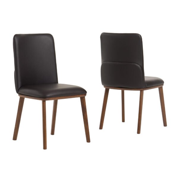 Modrest Utah - Modern Walnut and Brown Eco-Leather Dining Chair- Set of 2 - Image 3