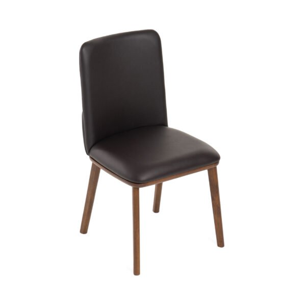 Modrest Utah - Modern Walnut and Brown Eco-Leather Dining Chair- Set of 2 - Image 5