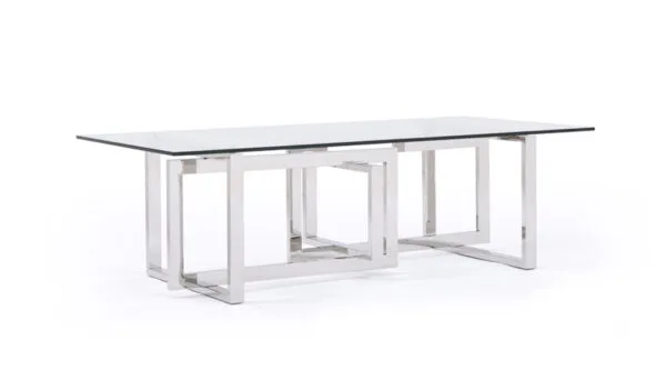 Modrest Valiant Modern Glass & Stainless Steel Coffee Table - Image 2