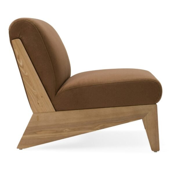 Divani Casa Vance - Modern Brown Fabric + Wood Accent Chair - Image 2