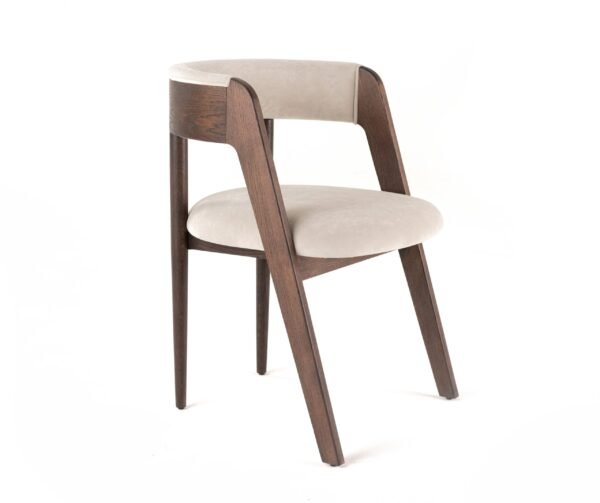 Modrest Vegas - Modern Beige Velvet + Walnut Oak Dining Chair (Set of 2) - Image 2