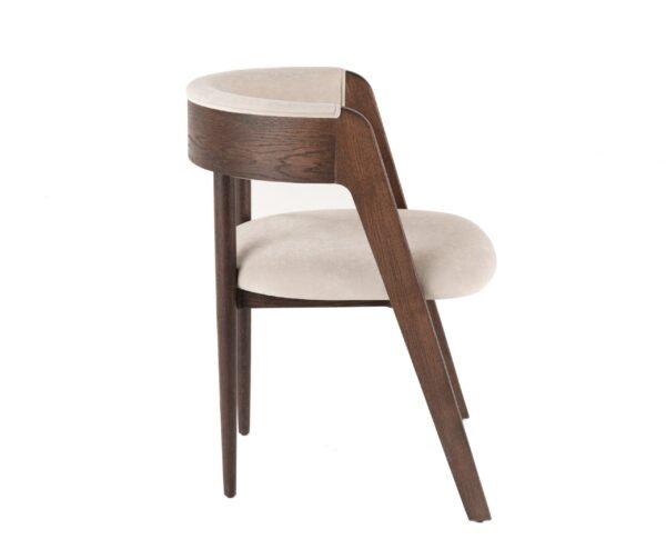 Modrest Vegas - Modern Beige Velvet + Walnut Oak Dining Chair (Set of 2) - Image 3