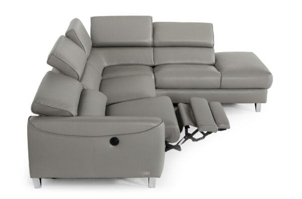Divani Casa Versa - Modern Grey Teco-Leather Right Facing Sectional Sofa with Recliner - Image 3