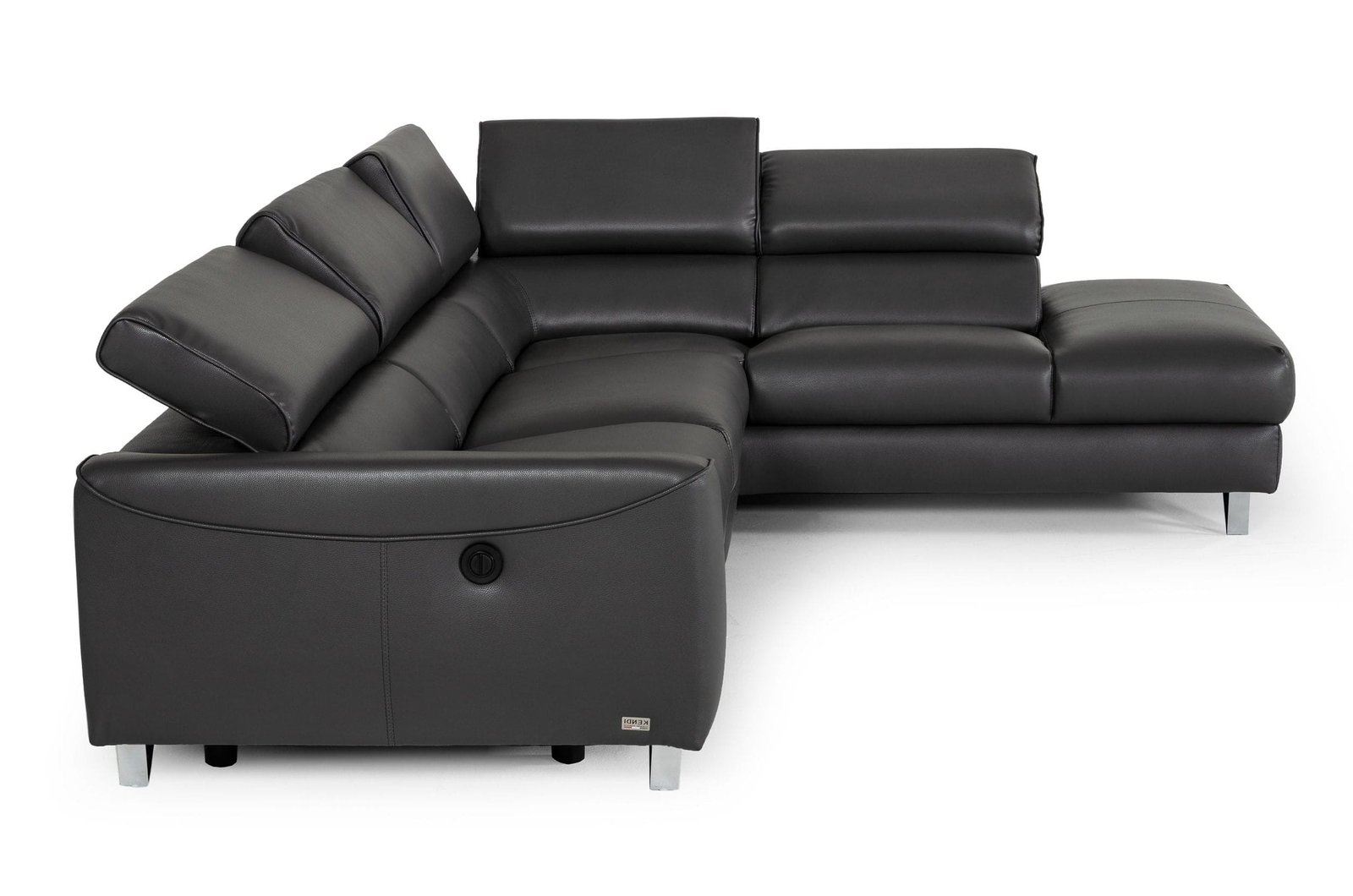 Divani Casa Versa - Modern Grey Teco Leather RAF Chaise with Recliner 2 Divani Casa Versa - Modern Grey Teco Leather RAF Chaise with Recliner - Image 2