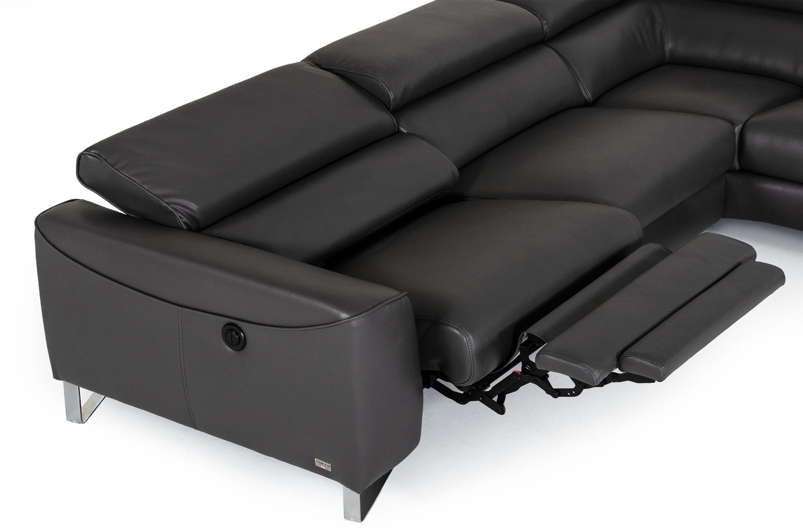 Divani Casa Versa - Modern Grey Teco Leather RAF Chaise with Recliner 3 Divani Casa Versa - Modern Grey Teco Leather RAF Chaise with Recliner - Image 3