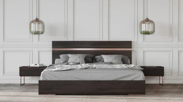 Queen Nova Domus Benzon Italian Modern Dark Rovere Bed - Image 2
