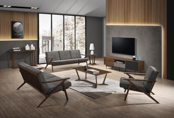 Modrest Candea - Mid-Century Walnut and Grey Accent Chair - Image 2
