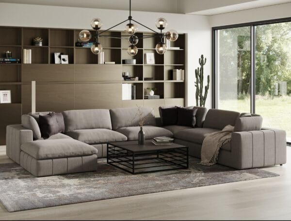 Divani Casa Vicki - Modern Grey Fabric Ottoman - Image 3