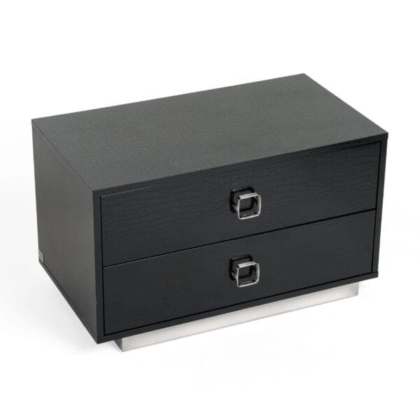 A&X Victoria Modern Black Crocodile Nightstand - Image 2
