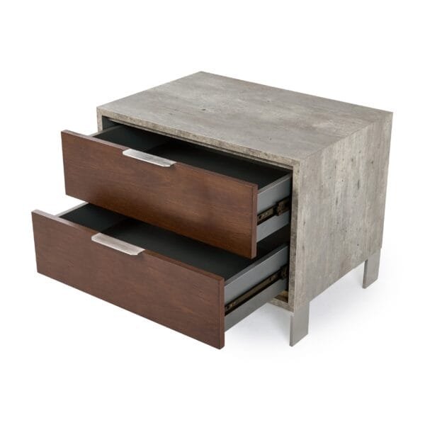 Nova Domus Conner Modern Dark Walnut & Faux Concrete Nightstand - Image 2