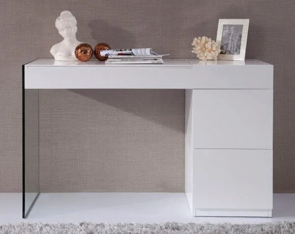Volare Modern White Floating Glass Vanity w/ Mirror - Image 2