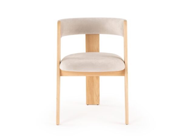 Modrest Washington - Modern Cream Velvet + Natural Oak Dining Chair (Set of 2) - Image 2