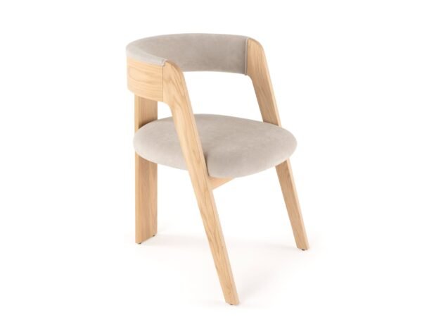 Modrest Washington - Modern Cream Velvet + Natural Oak Dining Chair (Set of 2) - Image 3