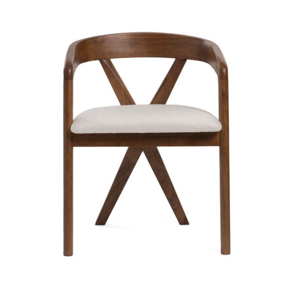 Modrest Weiss - Mid-Century Modern White Fabric + Walnut Dining Chair