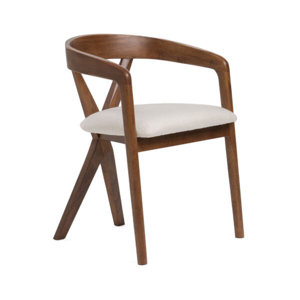 Modrest Weiss - Mid-Century Modern White Fabric + Walnut Dining Chair - Image 2