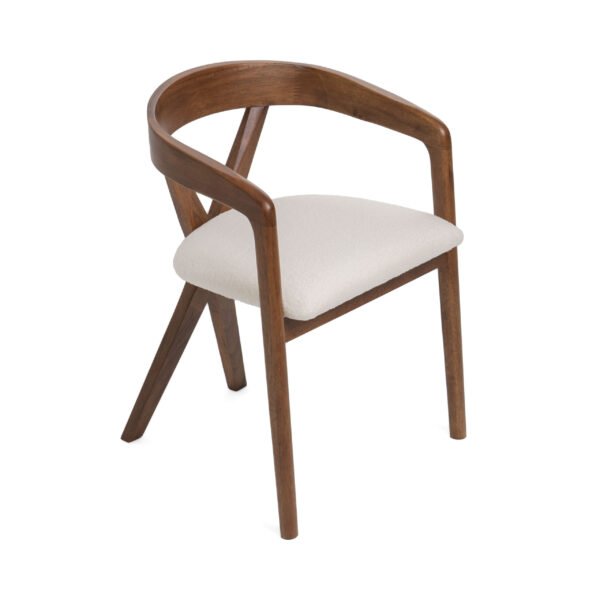 Modrest Weiss - Mid-Century Modern White Fabric + Walnut Dining Chair - Image 3