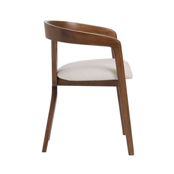 Modrest Weiss - Mid-Century Modern White Fabric + Walnut Dining Chair - Image 4