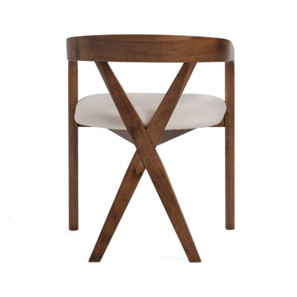 Modrest Weiss - Mid-Century Modern White Fabric + Walnut Dining Chair - Image 5