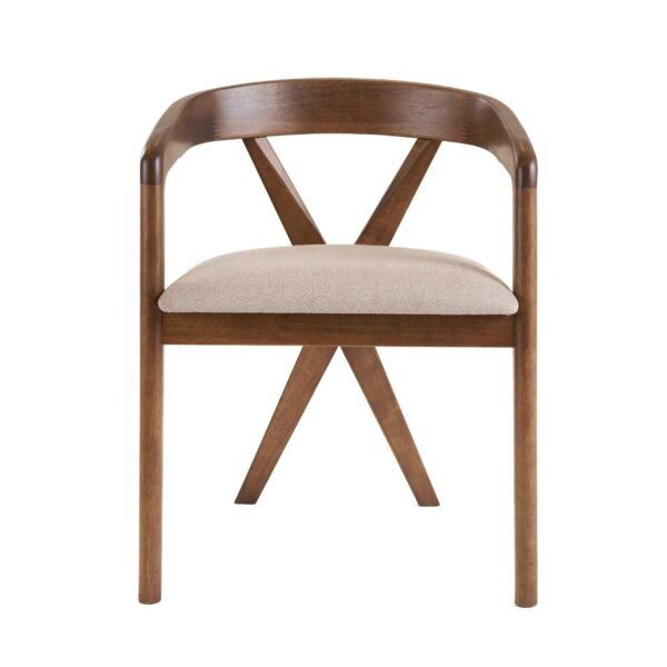 Modrest Weiss - Mid-Century Modern Light Brown Fabric + Walnut Dining Chair - Image 2