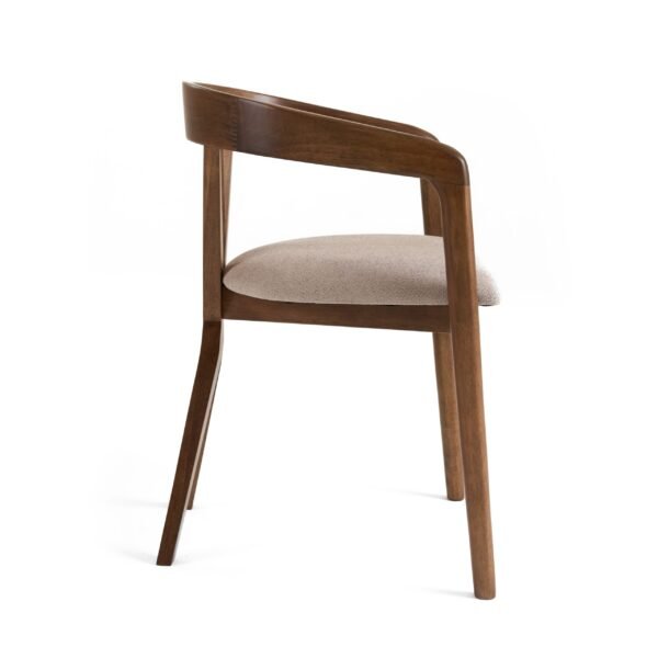 Modrest Weiss - Mid-Century Modern Light Brown Fabric + Walnut Dining Chair - Image 3