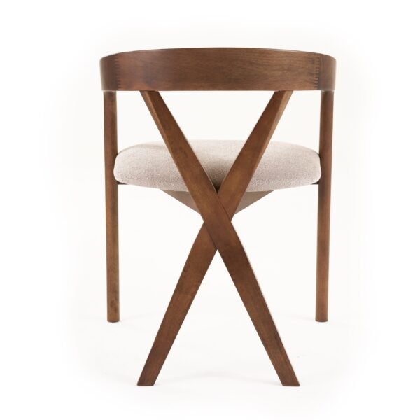 Modrest Weiss - Mid-Century Modern Light Brown Fabric + Walnut Dining Chair - Image 4