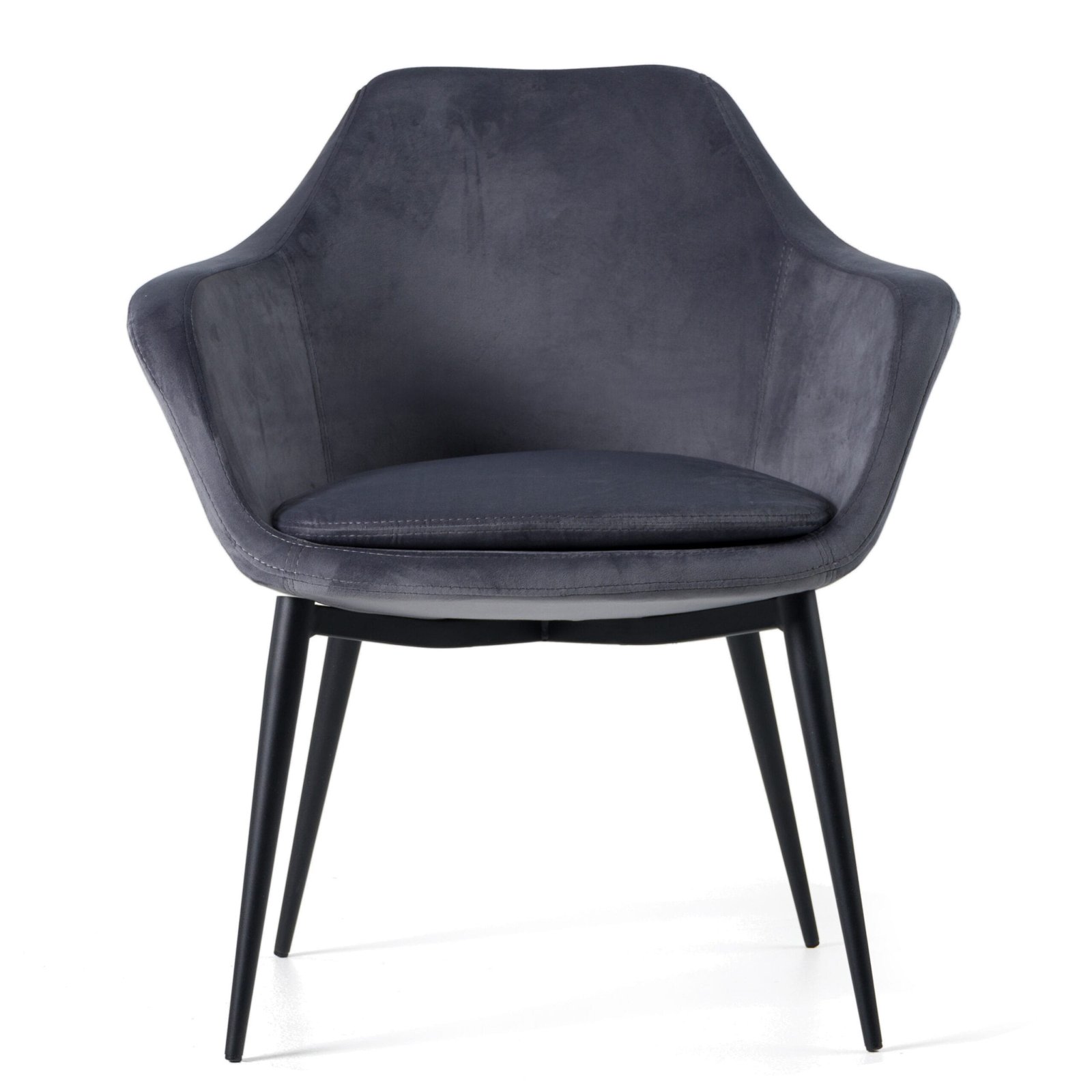 Modrest Wilson - Modern Grey Velvet & Black Dining Chair 1 Modrest Wilson - Modern Grey Velvet & Black Dining Chair