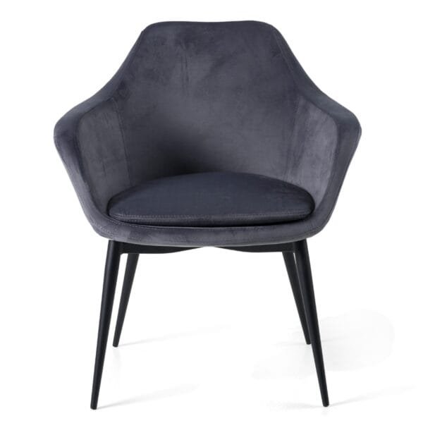 Modrest Wilson - Modern Grey Velvet & Black Dining Chair - Image 2