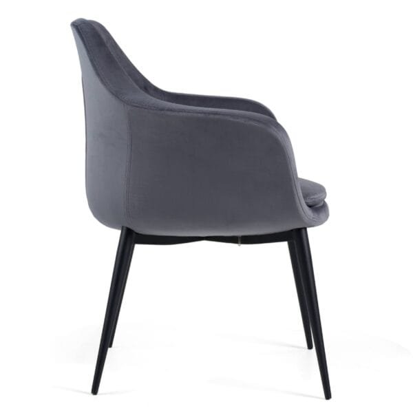 Modrest Wilson - Modern Grey Velvet & Black Dining Chair - Image 3