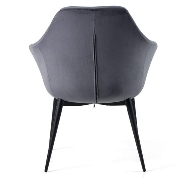 Modrest Wilson - Modern Grey Velvet & Black Dining Chair - Image 4