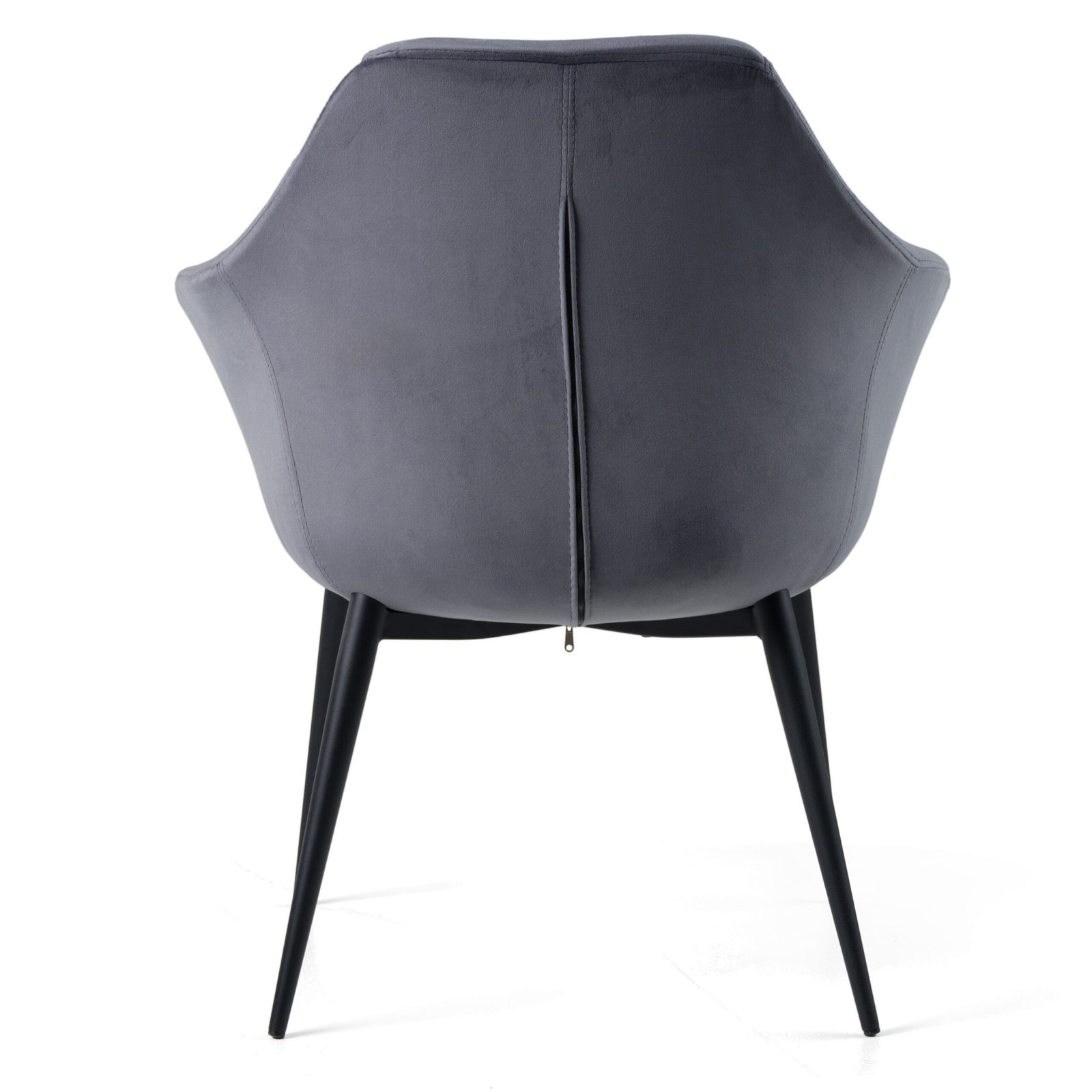 Modrest Wilson - Modern Grey Velvet & Black Dining Chair 4 Modrest Wilson - Modern Grey Velvet & Black Dining Chair - Image 4
