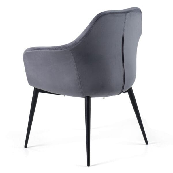 Modrest Wilson - Modern Grey Velvet & Black Dining Chair - Image 5