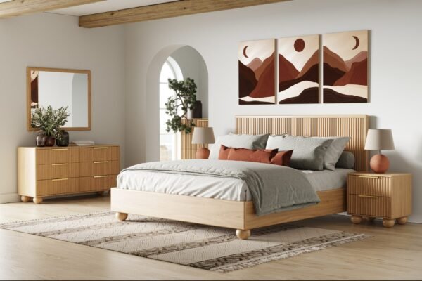 Modrest Winters - Modern Natural Oak Bed - Image 3