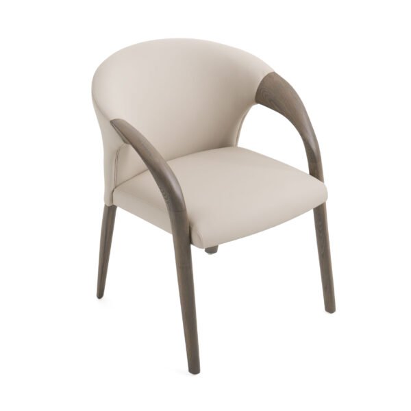 Modrest Wynetta Mid-Century Modern Grey Vegan Leather + Grey Ash Dining Chair - Image 2