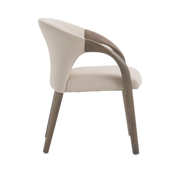 Modrest Wynetta Mid-Century Modern Grey Vegan Leather + Grey Ash Dining Chair - Image 3