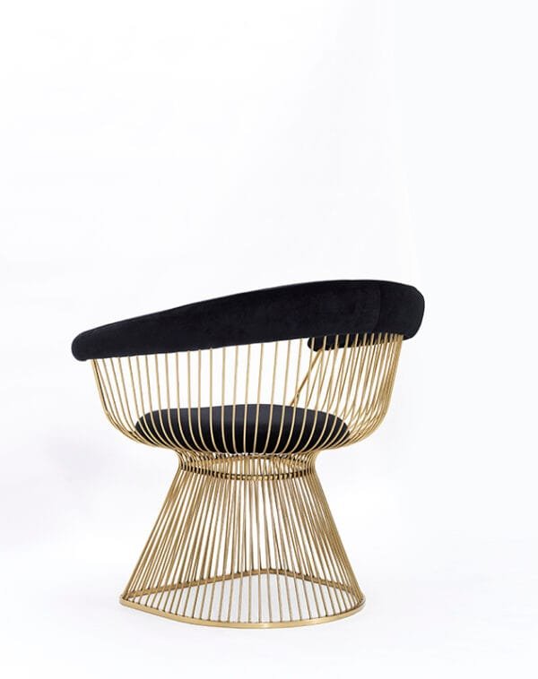 Modrest Chandler Black Velvet & Gold Dining Chair - Image 3