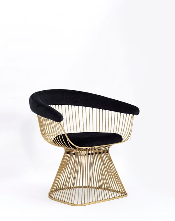 Modrest Chandler Black Velvet & Gold Dining Chair - Image 2