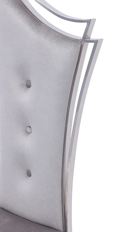 Modrest Bonnie Modern Grey Velvet & Stainless Steel Dining Chair (Set of 2) - Image 5