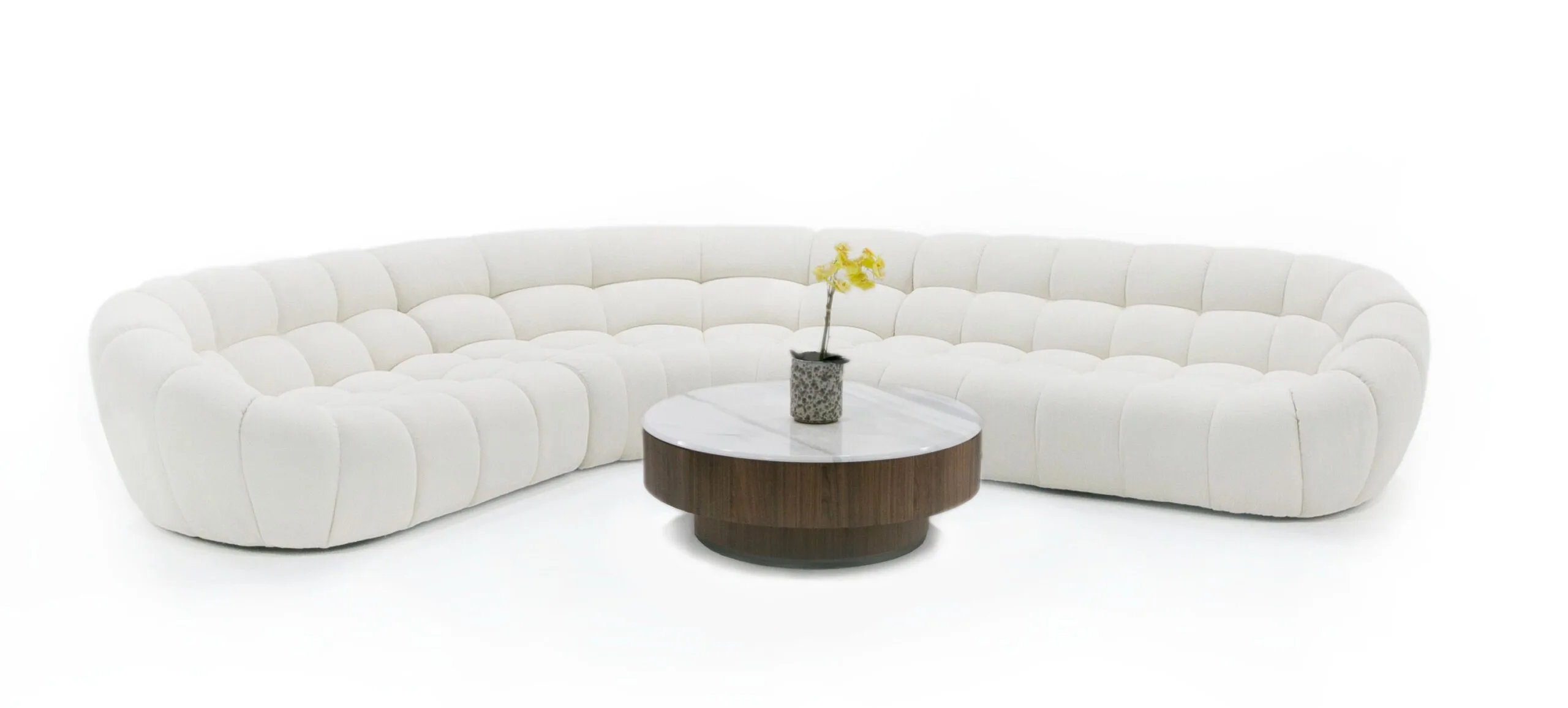 Divani Casa Yolonda - Off-White Fabric Sectional Sofa