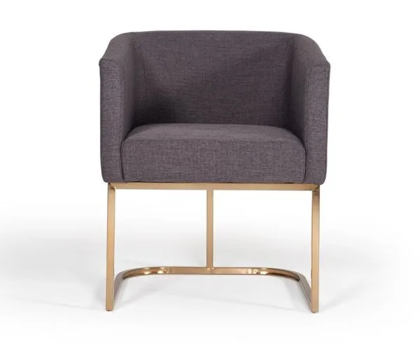 Modrest Yukon Modern Grey Fabric & Antique Brass Dining Chair
